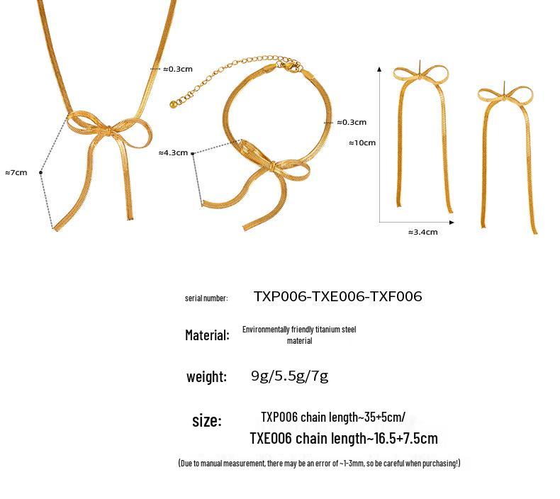 Trendy Bow Earrings & Jewelry Set: Niche Metal Design