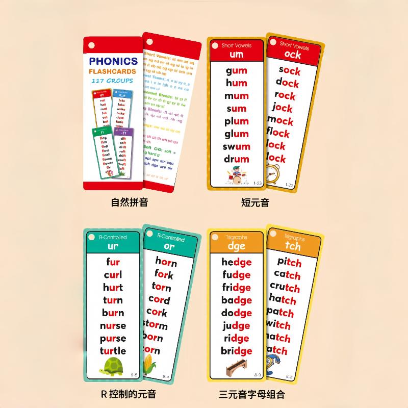 

60 Sheets Teacher Teaching Aids Montessori Phonics Word Lists Cards English Vocabulary Building Learning Flashcards