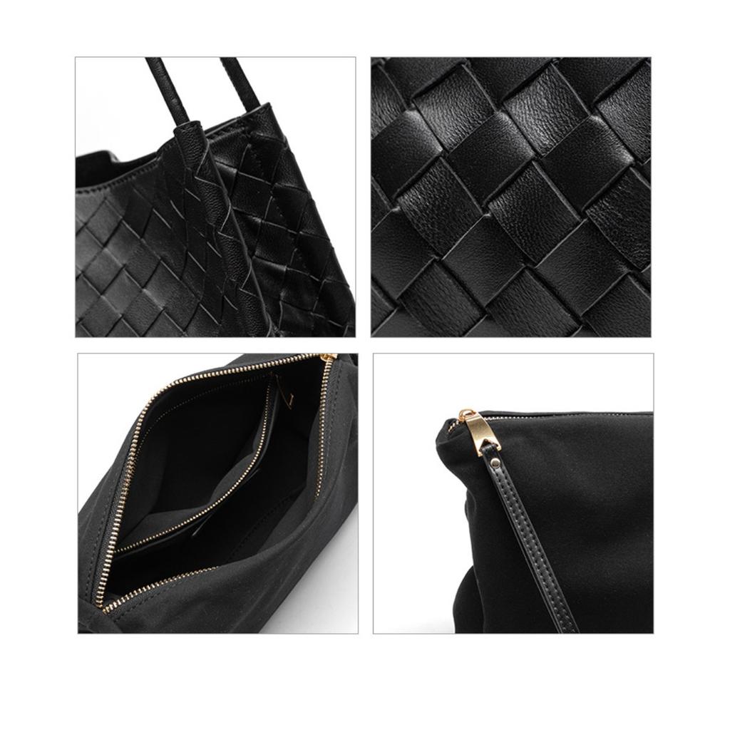Trendy New Woven Bag Sheepskin Hand-woven Shoulder Bag Large Capacity Child and Mother Bag Bucket Bag Women