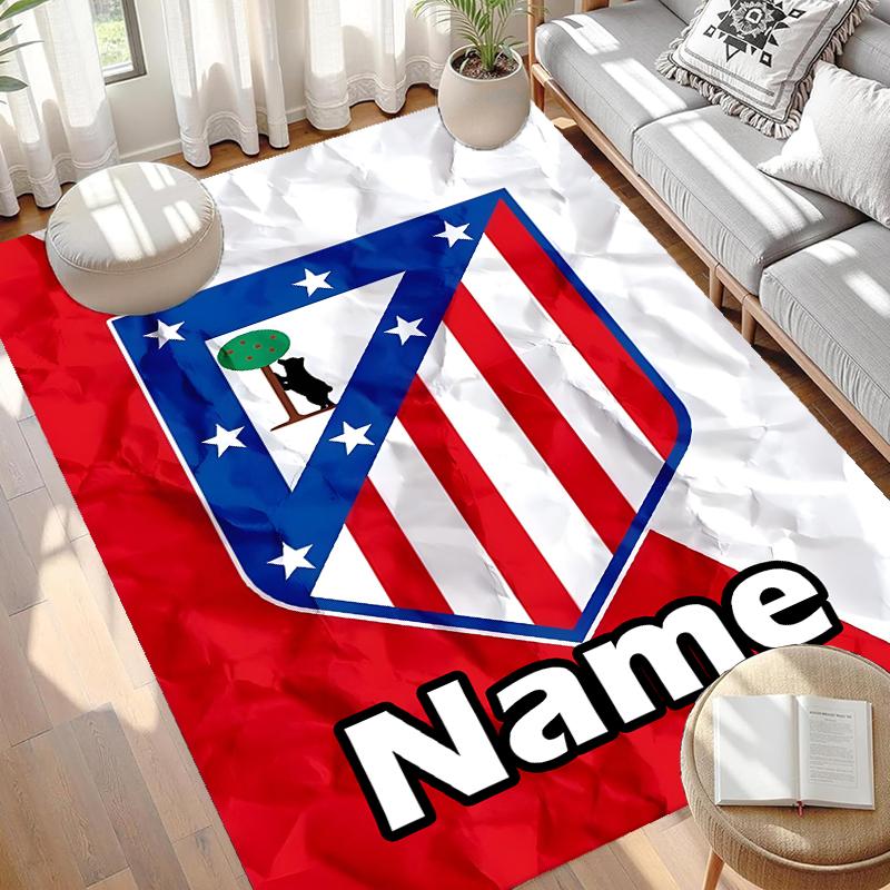 Custom Name Personalized Atletico Madrid Print Carpet, Versatile Home Decor Rug, for Playroom, Apartment, Balcony, Entryway, Hallway Gift