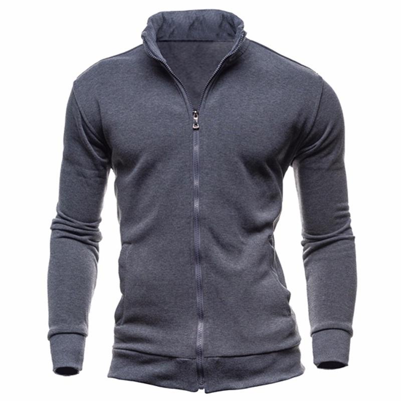 Men's Winter Zip Up Jacket With Stand Collar Ideal For Gym And Outdoor Activities