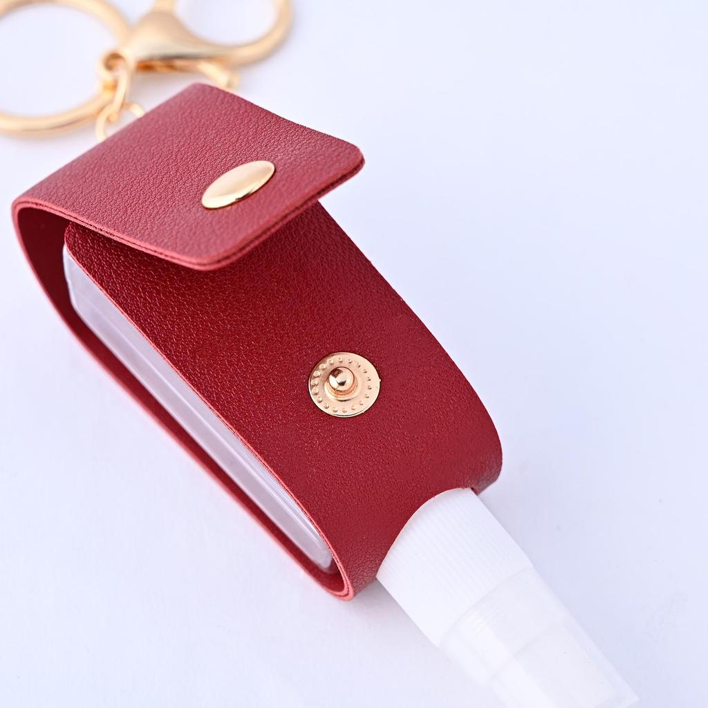 T-Shaped Leather Hand Sanitizer & Perfume Keychain Case with Spray Bottle