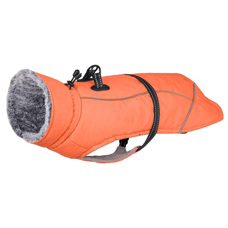 

Новая осенне-зимняя одежда для домашних животных, куртка с флисовым воротником, теплая светоотражающая одежда для собак, хлопковое пальто для средних и больших собак XL Back Length 40cm