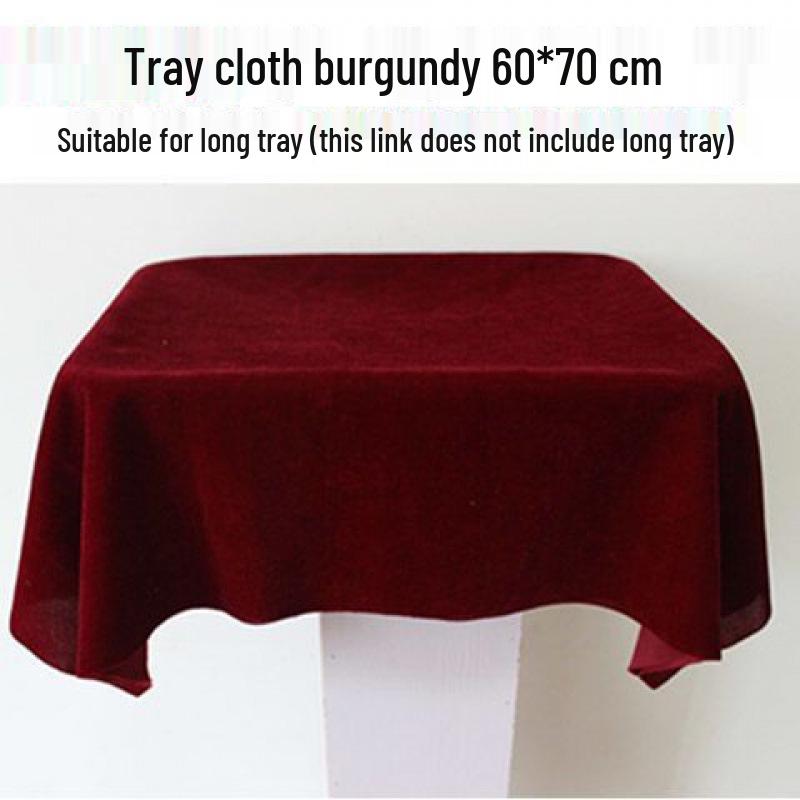 Dark Red Velvet Ceremony Tray - Small, Square, Thickened with Gold Trim for Awarding & Ribbon Cutting