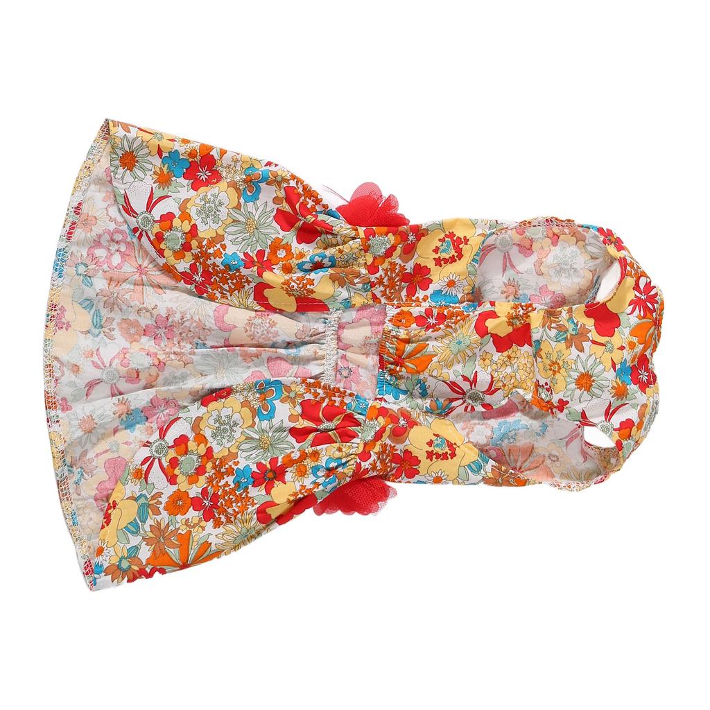 Floral Dog Dress Colorful Flower Pattern Soft Girls Puppy Clothes for Small Dogs Cats Wedding Valentines Daily Wearing S