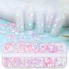 Nail Embellishments Nail Sequins Colorful Nail Glitter Paillette Mixed Size Nail Art Stickers for Nail Decors 12-Grid