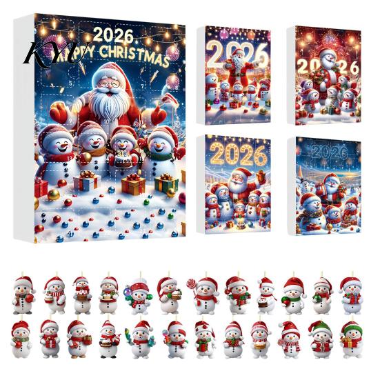 Weihnachts-Adventskalender 2026, Schneemann 24-Tage-Countdown-Box mit Acryl-Aufhänger für Mädchen Jungen Anhänger, Festlicher Baumschmuck, Feiertagsgeschenk Kinder
