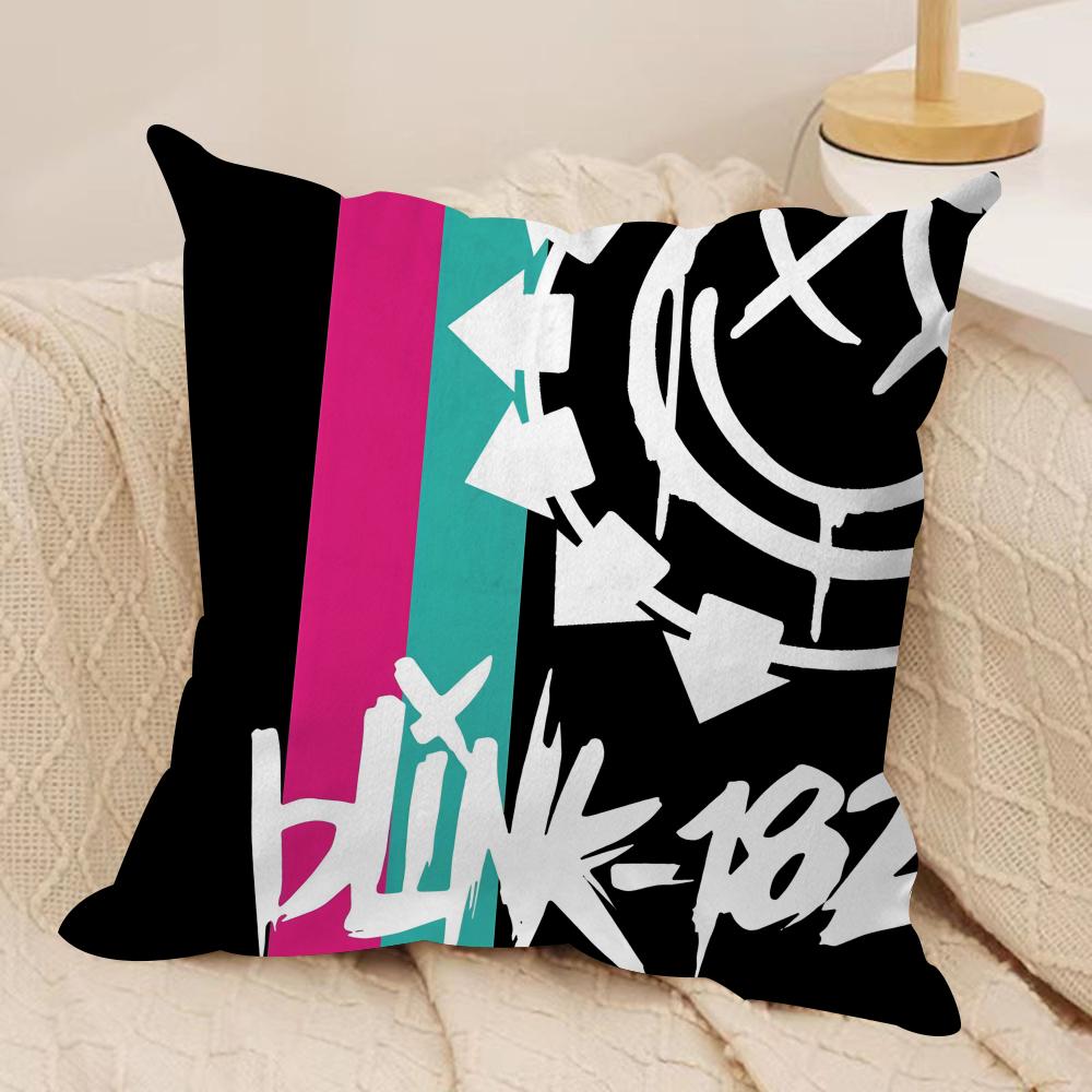 Famous Punk Band B-Blink-182 Cushion Cover Short Plush Double-Sided Print Square Throw Pillow Covers Sofa Home Cushion Decor