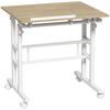 Sit-Stand Desk, Height Adjustable, 70 x 60 cm, Casters, Tilting Top, Brown Metal Frame