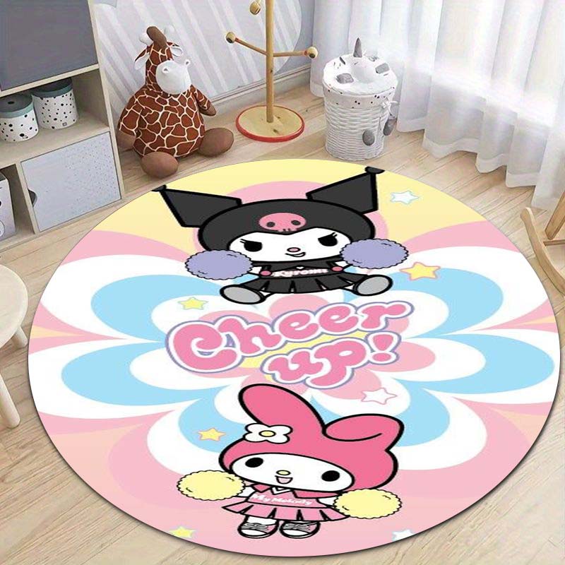 This My Melody Cartoon Round Rug Can Be Used To Decorate Living Rooms, Bedrooms, Sofas, and Playrooms; It Is A Non-slip Rug.