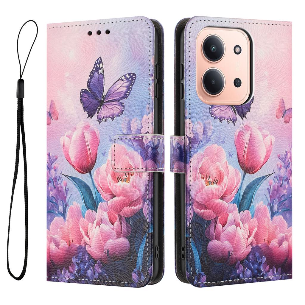 For Xiaomi Redmi 15C 4G (Global) (171mm)/Xiaomi Poco C85 4G Wallet Case Pattern Printing PU Leather Phone Cover with Lanyard