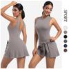 Women Backless Unitard Dance Dress Quick Dry Stretchy Sport Skirt Stage Performance Workout