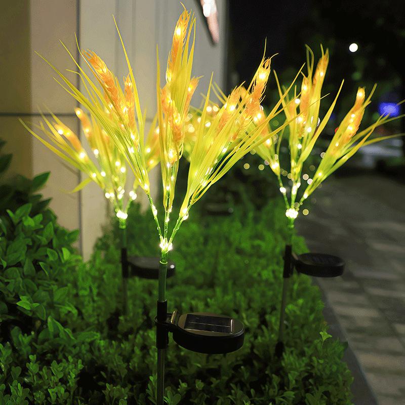 Solar Wheat Ear Garden Stake Lights, Waterproof Warm White LED Pathway Lamp for Outdoor Patio Yard Landscape Decor 1PC 7Head теплый белый