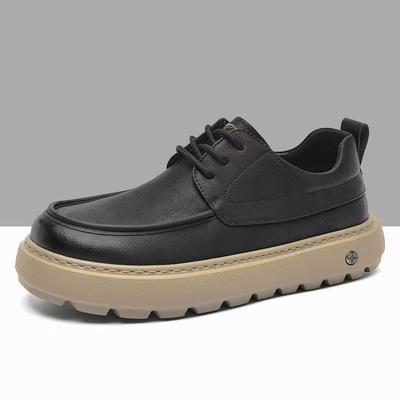 Men's Shoes Autumn and Winter New Breathable Thick-soled Heightening Casual Shoes Trendy Versatile Leather Shoes Men