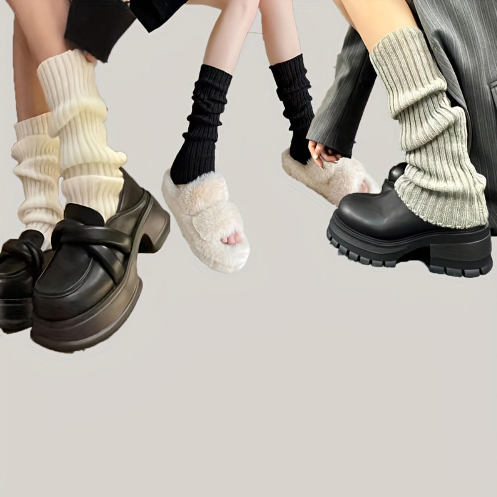 Sweet College Style Knitted, 3 Pairs of Autumn and Winter Seasonal Women's Socks, Versatile, Simple and Decorative Leg Shape, Warm Leg Cover
