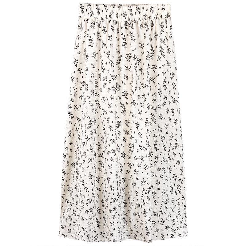 2025 Floral A-Line Petite Mid-Length Skirt for Women - Elegant Spring/Autumn Style