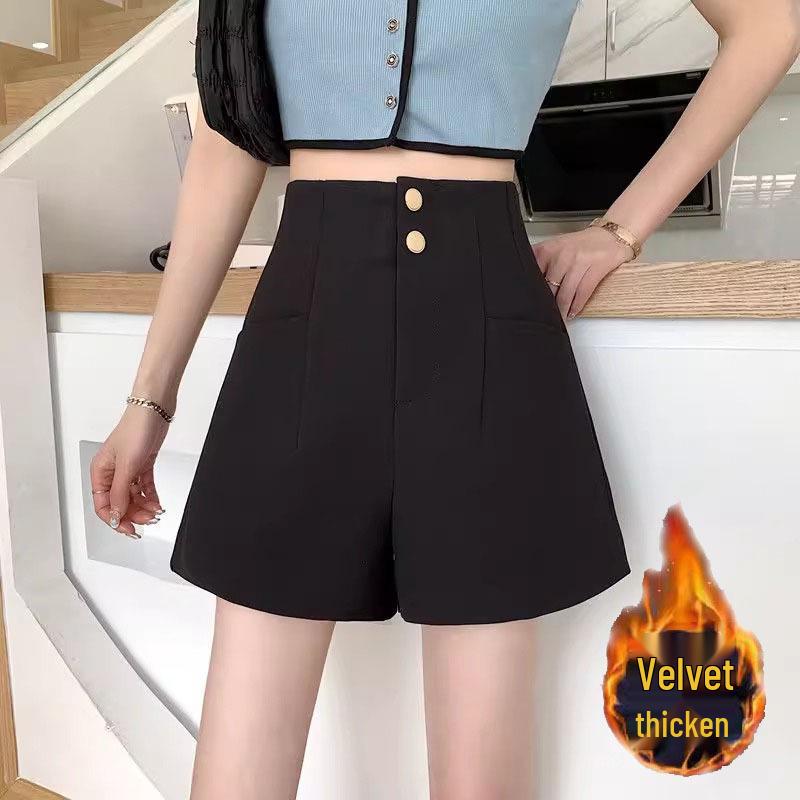 

A-line Black High-Waisted Wide-Leg Bootcut Suit Pants for Women - Spring & Summer Campus Casual Style 4XL чёрный