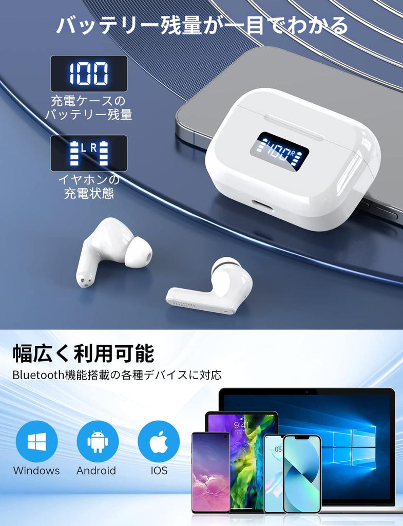 Bluetooth Wireless Earbuds with Bluetooth 2024 New Automatic LED Battery Level Touch Easy 48 Hours of Continuous Fast Comfortable Independent Use of