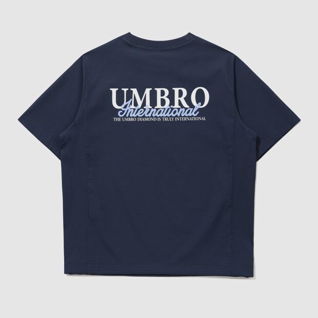 UMBRO Seersucker Short Sleeve Piste Navy (Uq223Cwt64)