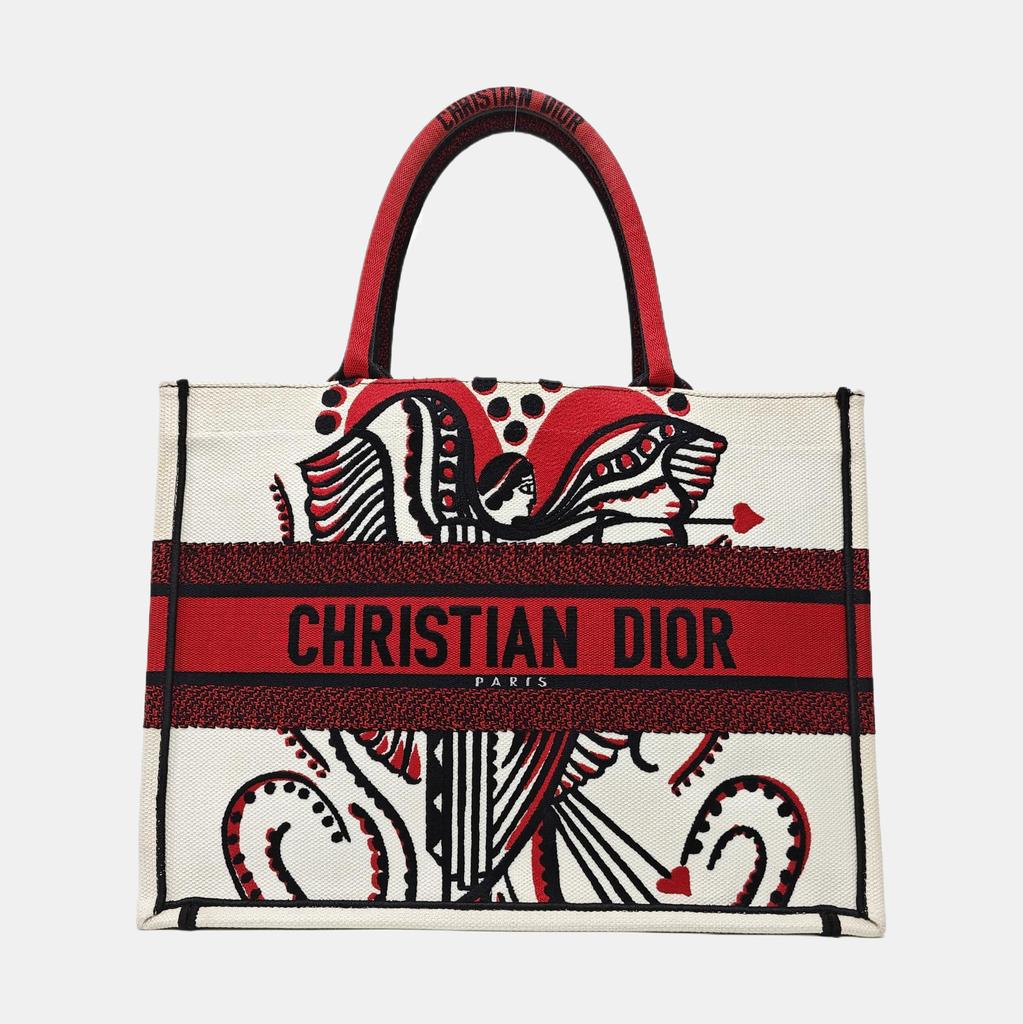 [Pre-Owned] Book Tote Cupid Pattern Embroidered Print Tote Bag - Excellent #FIM8H