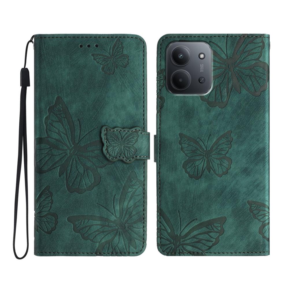 For Xiaomi Redmi 15C 4G (Global) (171mm) Case Butterfly Design Flip Wallet Leather Phone Cover Skin-Touch