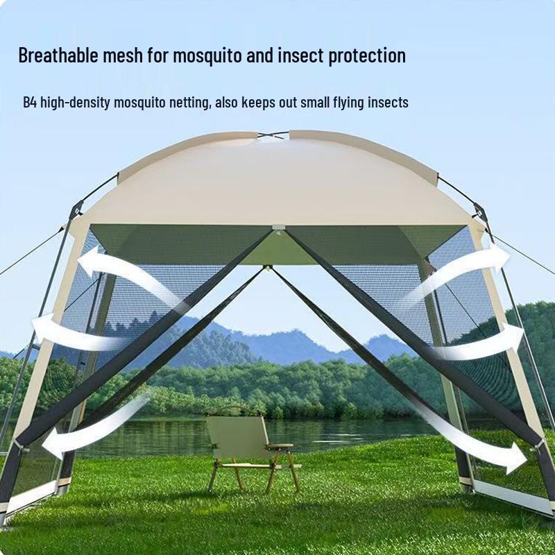 Four-Season Ventilated Camping Tent: Mesh Sunshade, Mosquito Repellent, Rainproof Shelter