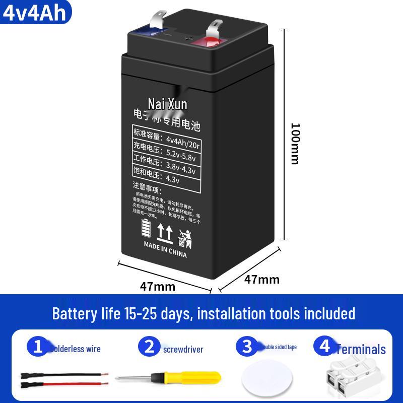 4V 4Ah 20hr Electronic Scale Storage Battery for Commercial Bench Scales - Compatible with 4V and 6V Systems