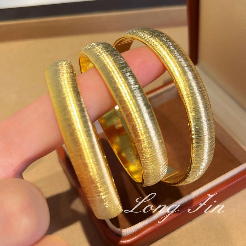 Heavy Industry Full Circle Hand-Brushed Bracelet 10M Wide Tire Bracelet Real Gold Electroplating Versatile Stacked Hand Jewelry
