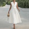 Vestido Casual Elegante sin Mangas con Cuello en V para Mujer