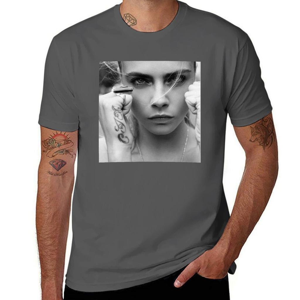 Fighter Cara Delevingne TShirt Trendy Print Short Sleeve TShirt