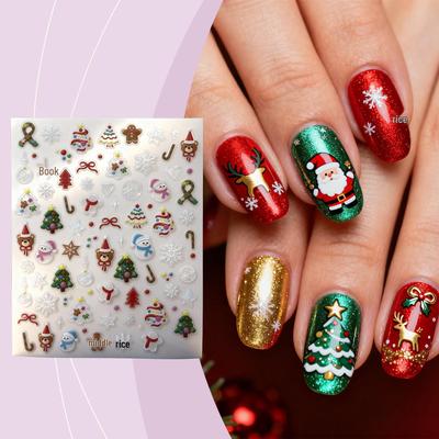 Nymixa Festive Christmas Nail Art Stickers - Exquisite DIY Designs for Creative, Portable Nail Decoration.