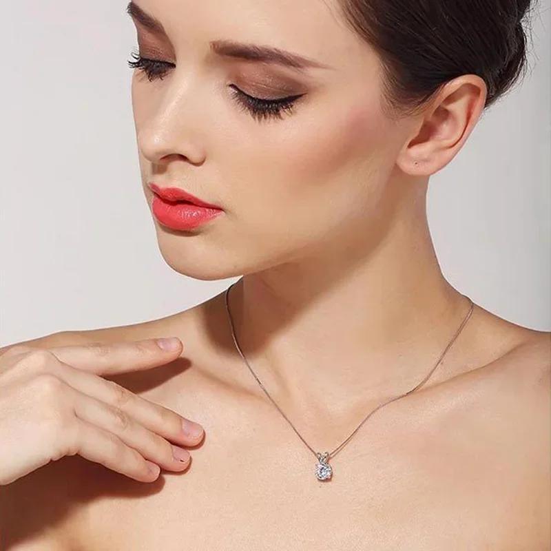 Women Zircon Crystal Pendant Necklace Dainty Elegant Jewelry Birthday Party Gift Accessory