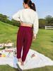Single-layer Corduroy Harem Pants for Spring and Summer, Solid-coloured Literary and Retro Women's Loose-fitting Pocket Casual Trousers