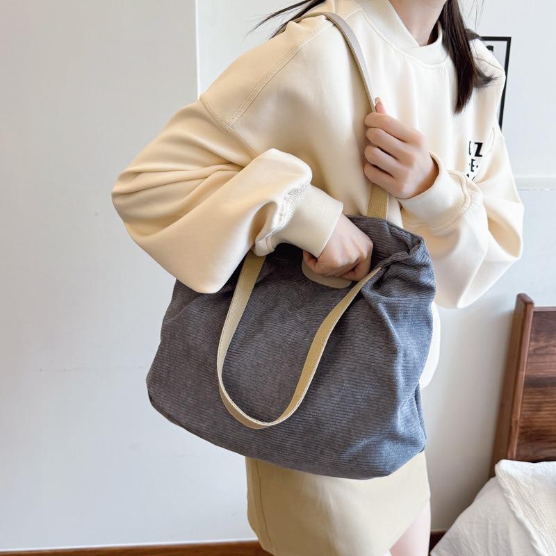 Solid Color Casual Large-capacity Cloth Bag New Simple and Versatile Lightweight Shoulder Handbag Commuter Tote Bag Women