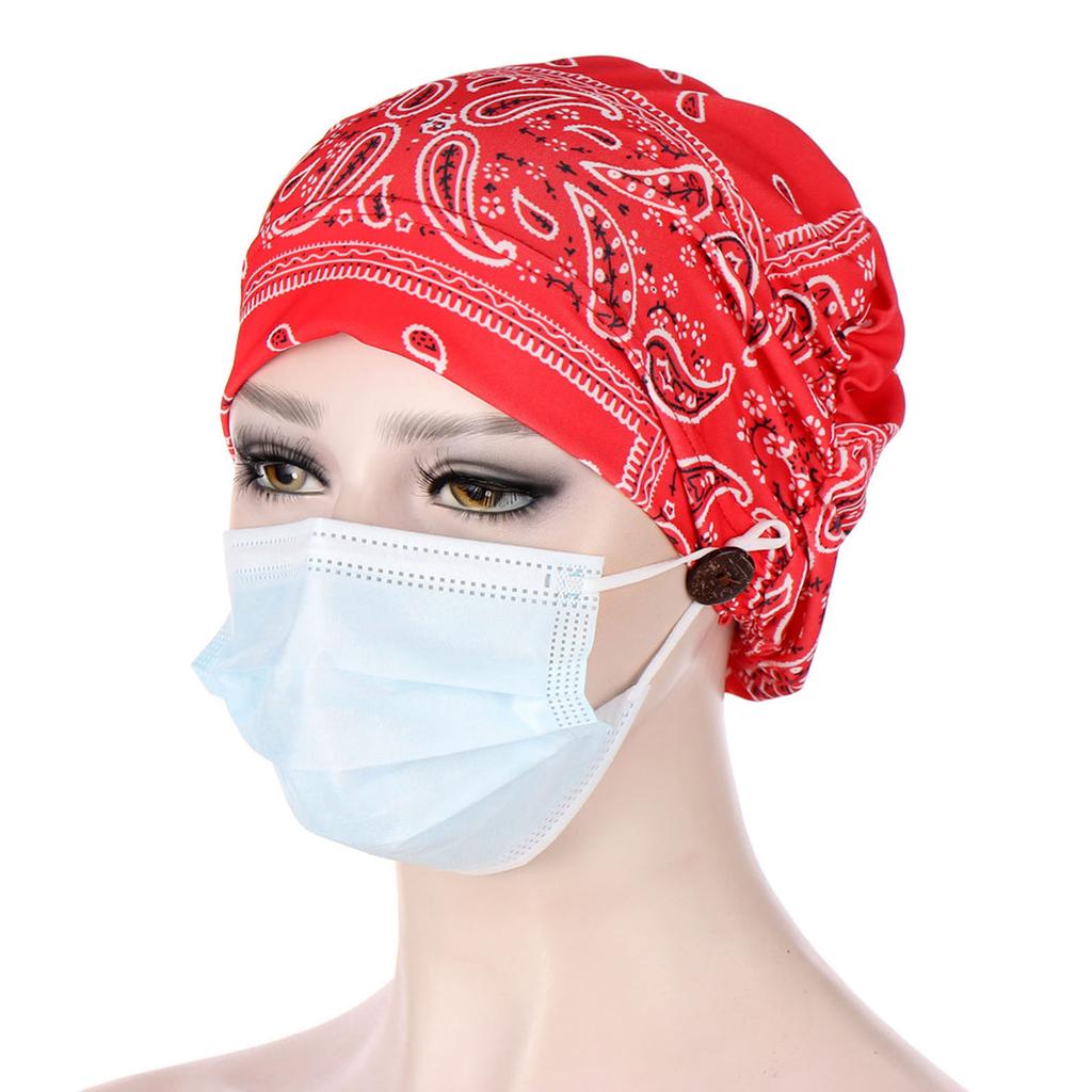 Women With Buttons India Hat Muslim  Chemo Hat  Wrap Cap