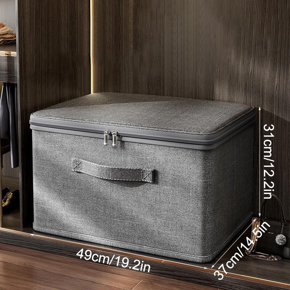 Soft Cover With Zipper Storage Box With Lock, Folding Storage Clothes Box, Organizing Portable Box
