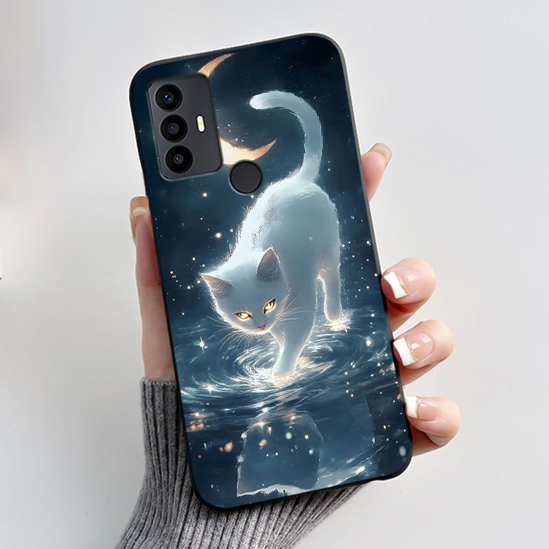 Sött Fodral För TCL 30 SE Skyddande Cover För TCL 30E Funda För TCL 306 305 Tryckt Skal Mjuk Silikon Tecknad Svart Fodral