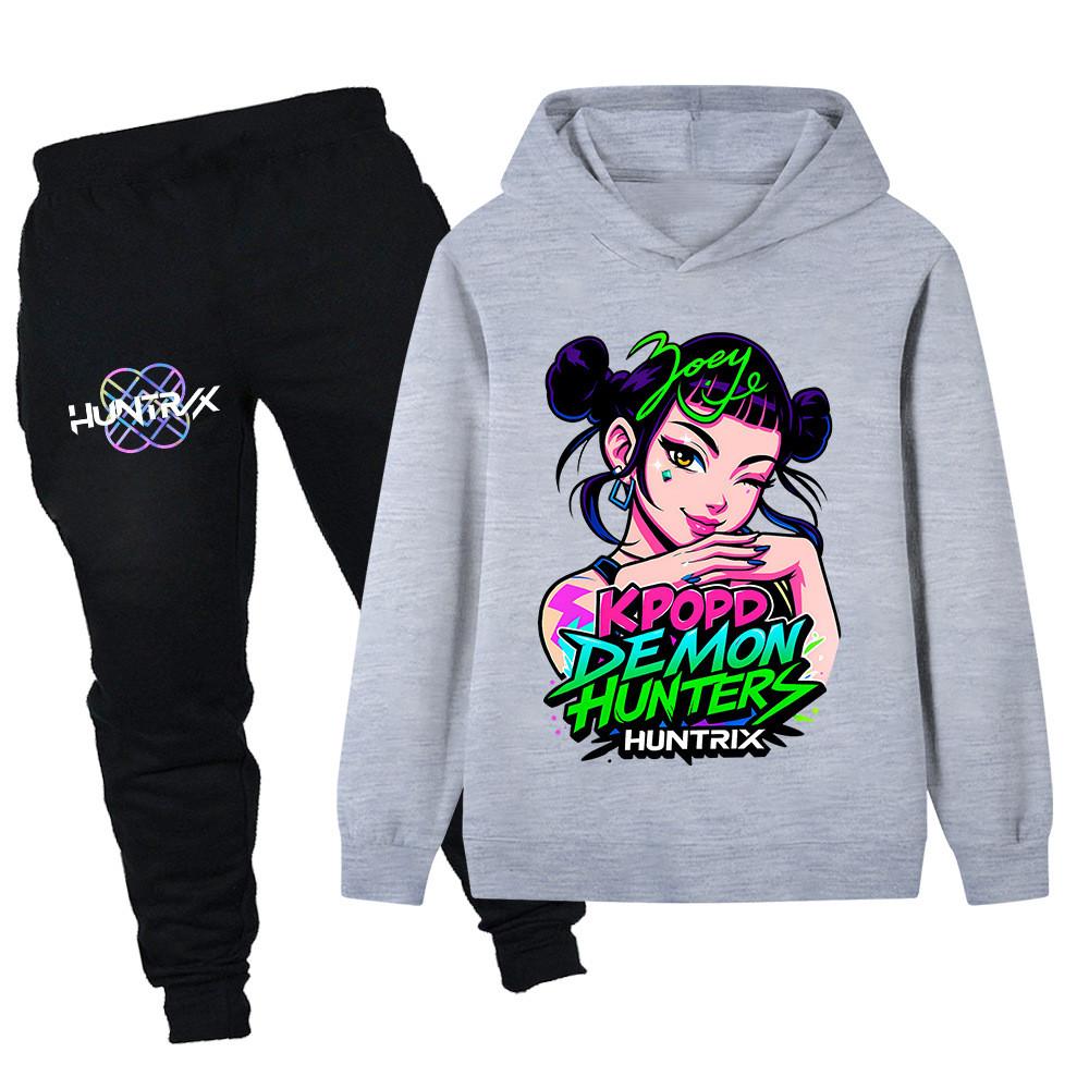 PB1214 Kinder Jungen Mädchen Kpop Mira Zoey Rumi Zoey Print Langarm Kapuzenpullover Hose Hosen Kleidung Sets