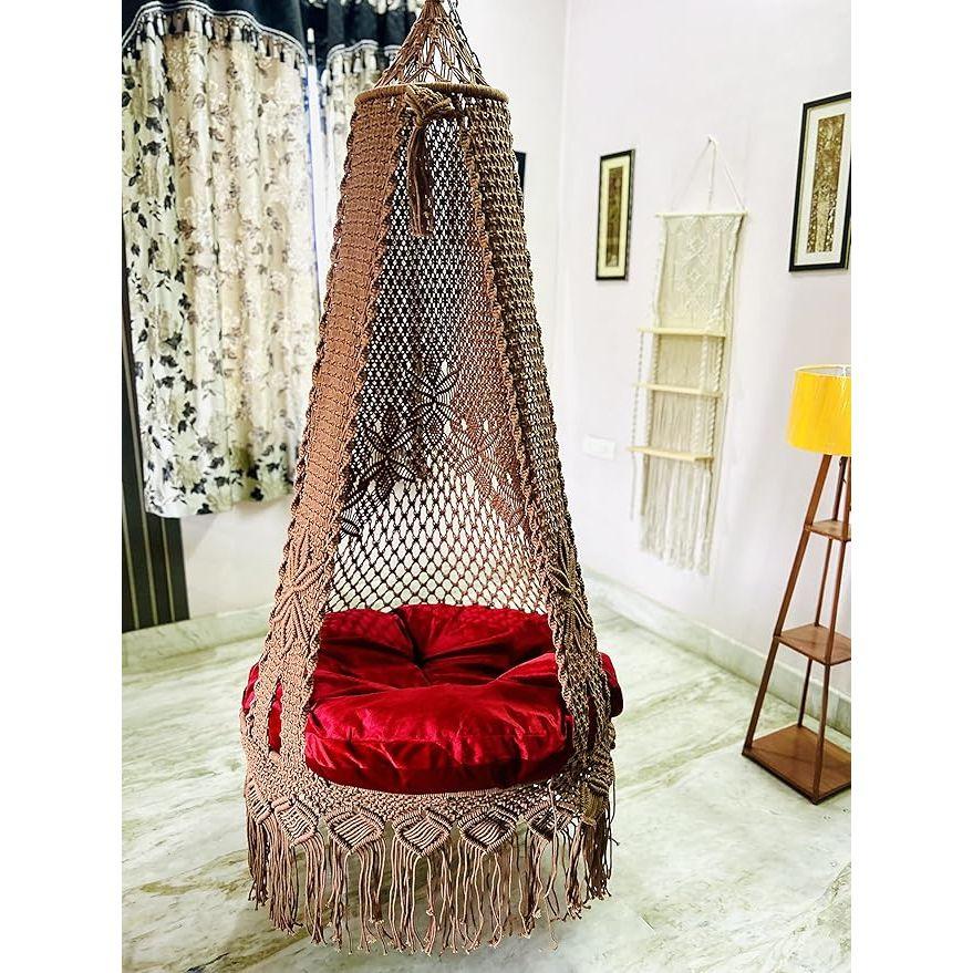 Ceiling Hanging Swing Chair (Brown) Polyester
