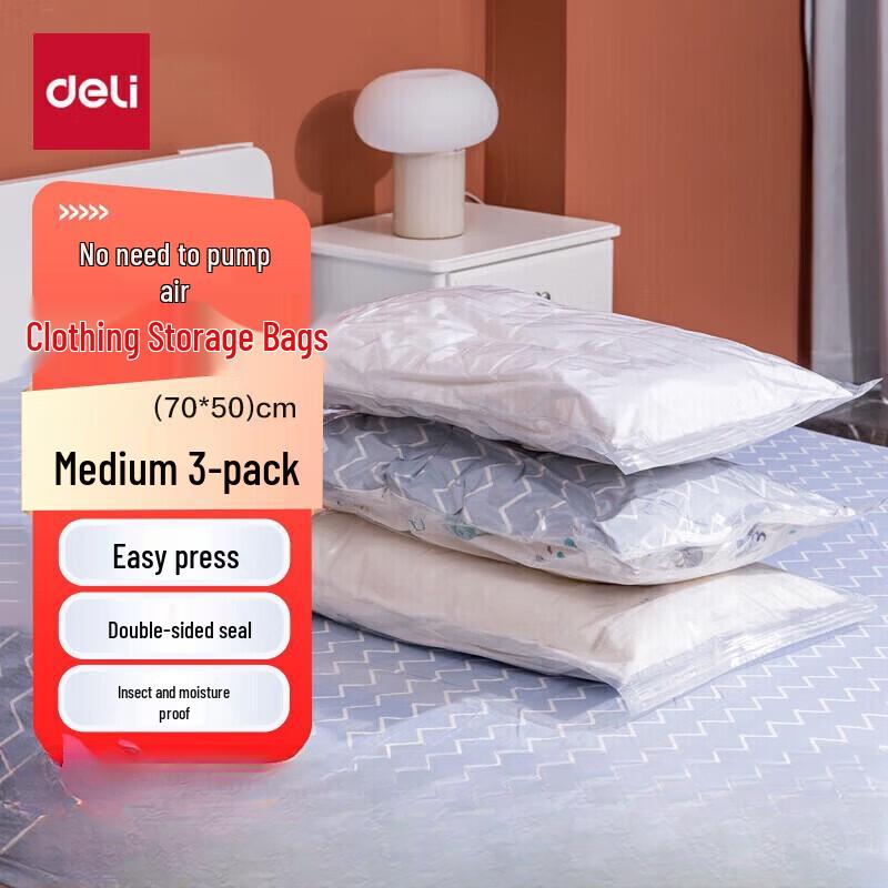 Deli No-Pump Vacuum Compression Storage Bag CN plug (adapter included)