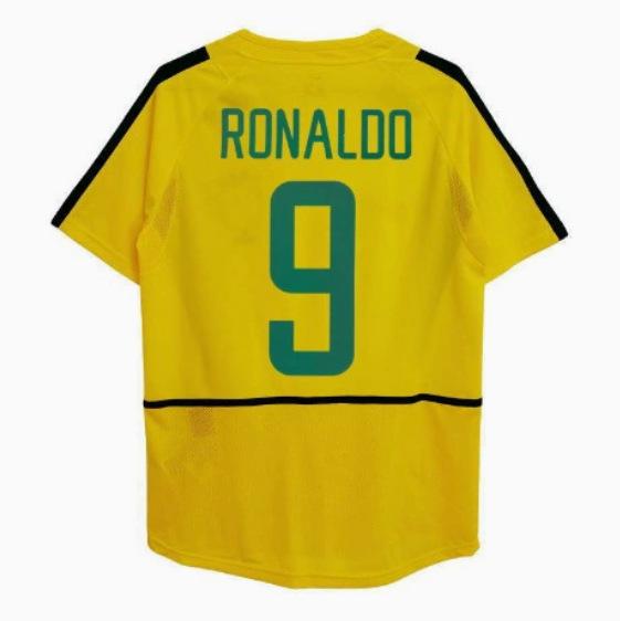 Camiseta de Fútbol Retro de Brasil del Mundial 2002: Carlos #6, Ronaldo #9, #11, y Ropa Ball.