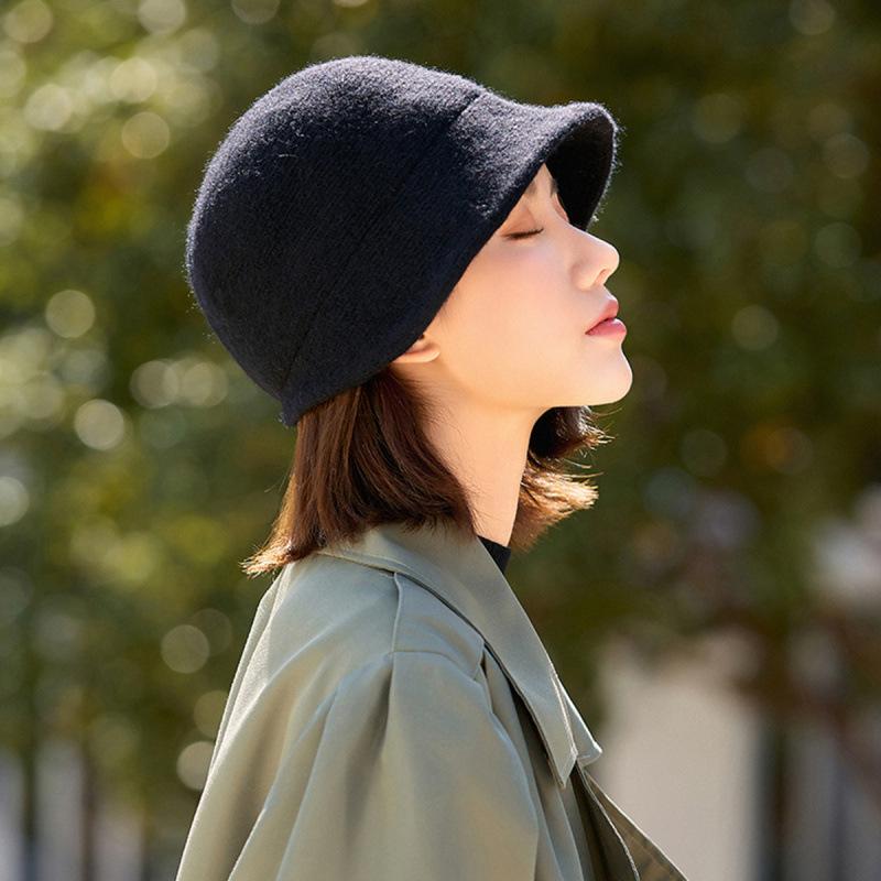 Hat Women's Autumn and Winter Wool Bucket Hat Warm Women's Fashion Versatile Show Small Face New Knitted Cold Basin Hat