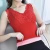 Fengzhixin Women's Plus Size Velvet Lace Padded Thermal Vest