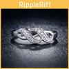 Fashionable Double Spiral Design Ring With Zirconia Inlaid White Gold Plated Women's Jewelry