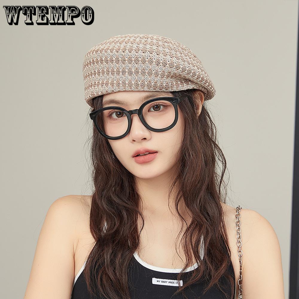 Summer Female Beret Painter's Hat Korean Pattern Trendy Knitted Breathable Tourist Beret