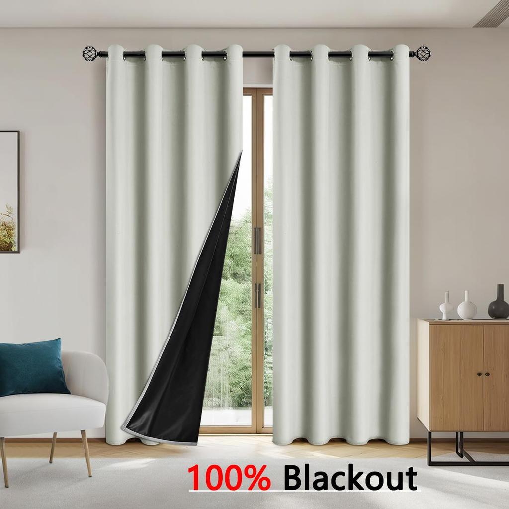 1Pc Solid Color Full Shading And Sun Protection 100% Blackout Curtains, Bedroom And Living Room Shading Curtains