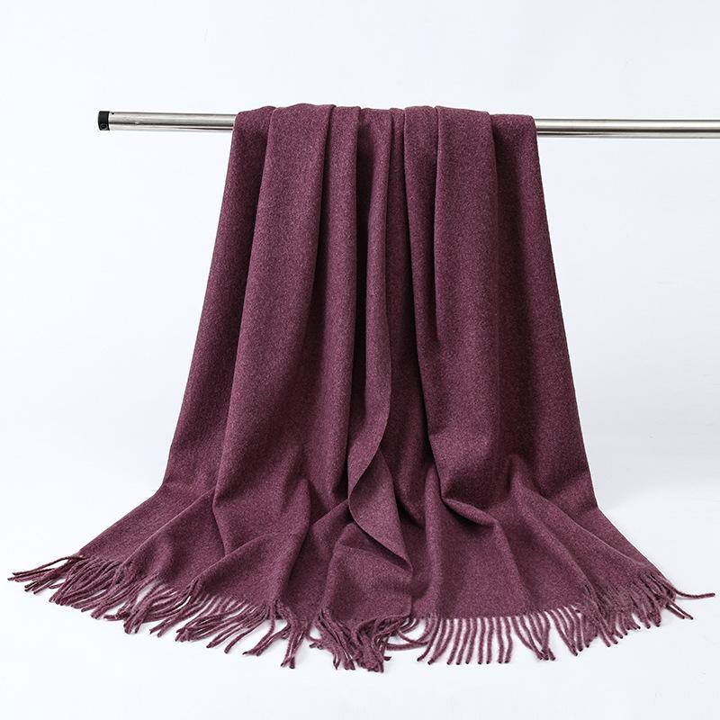 Wool Scarf Women's Winter Korean Style Thickened Warm Solid Color Scarf Shawl High End Versatile Cashmere Scarf