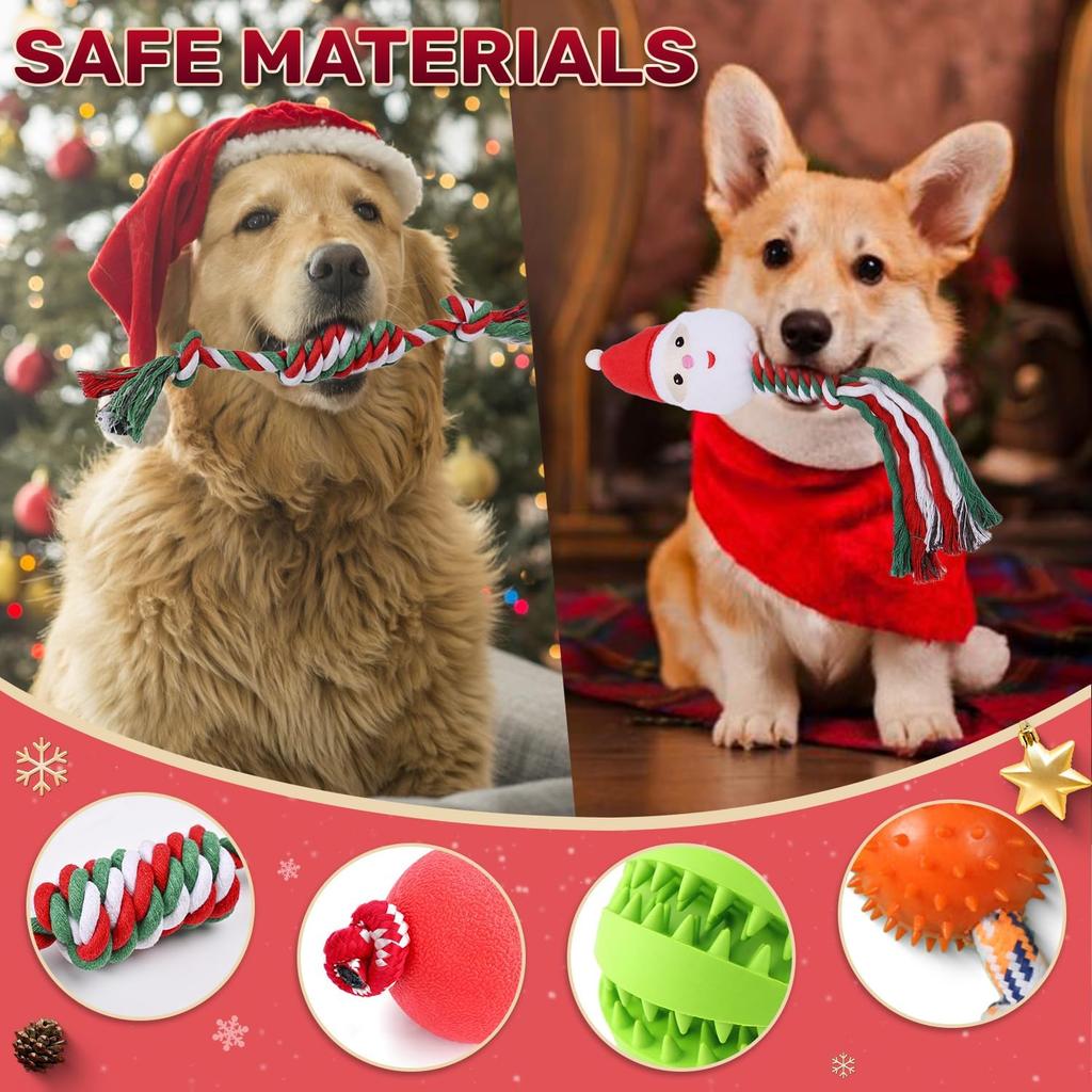 Hund Adventskalender 2025, Jul Hundleksaker Tugrep Pipiga Bollar Bitringar Halsband Bandana, 24 Set Jul Nedräkningskalender Gåva till Hund