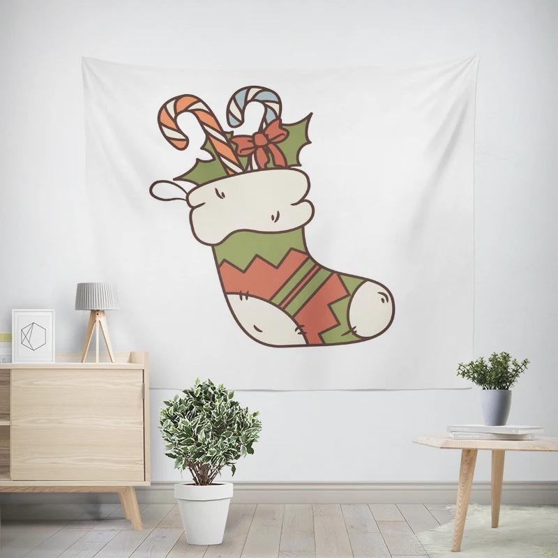 Christmas New Year Socks Pattern Living Room Bedroom Decorative Tapestry