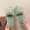 fashion 2024 Winter New Fashion Women's Solid Color Plush Flower Decorated Cotton Mops